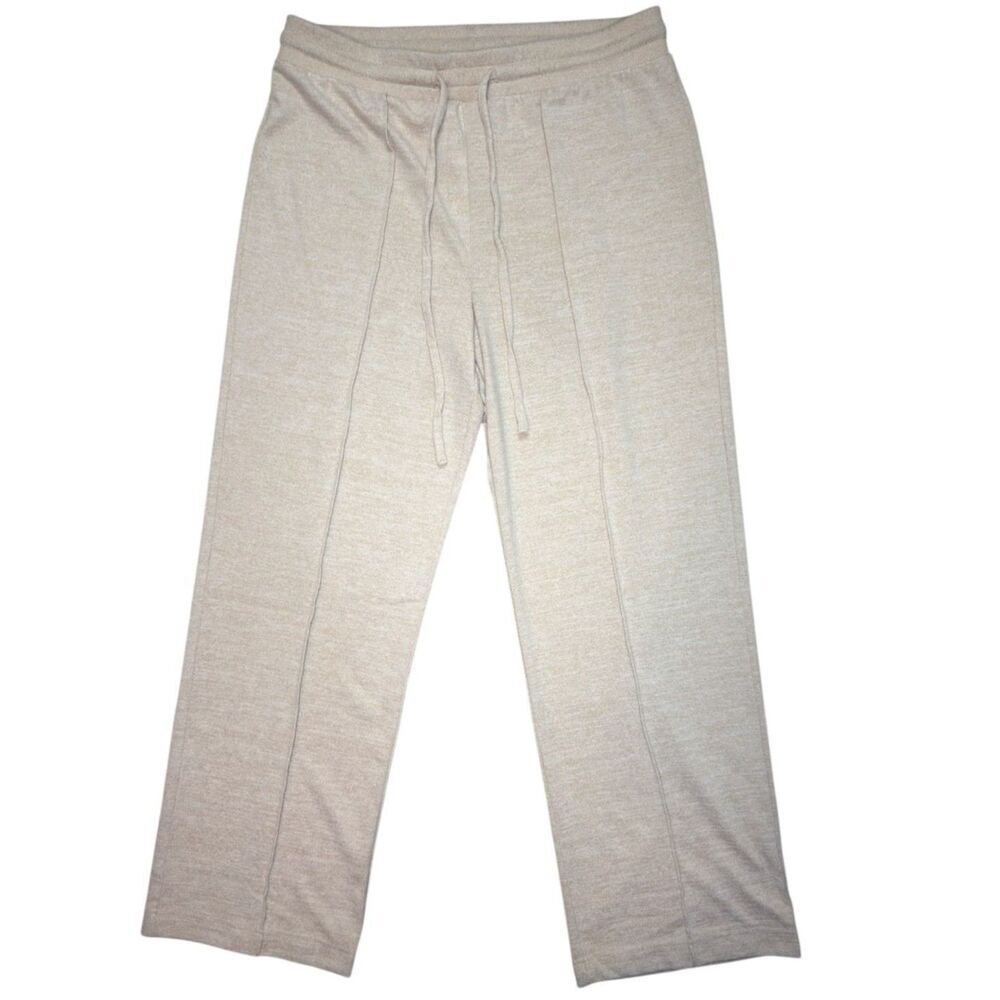 Haven Well WIthin Sweater Knit Cozy Wide Leg Pants Light Tan Size: L